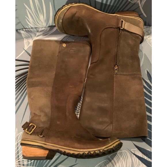 Sorel Slimboot Leather Suede Western Waterproof Tall Riding Boots sz 9.5 - Picture 7 of 11